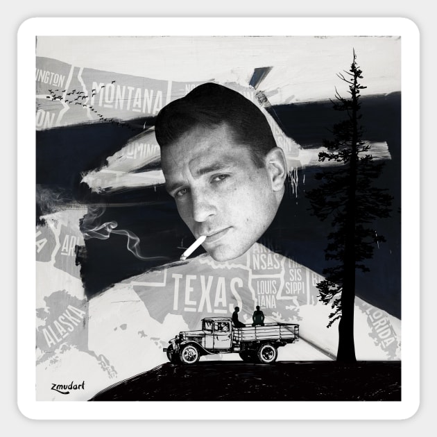 Jack Kerouac | On the Road | Digital Collage Sticker by zmudart